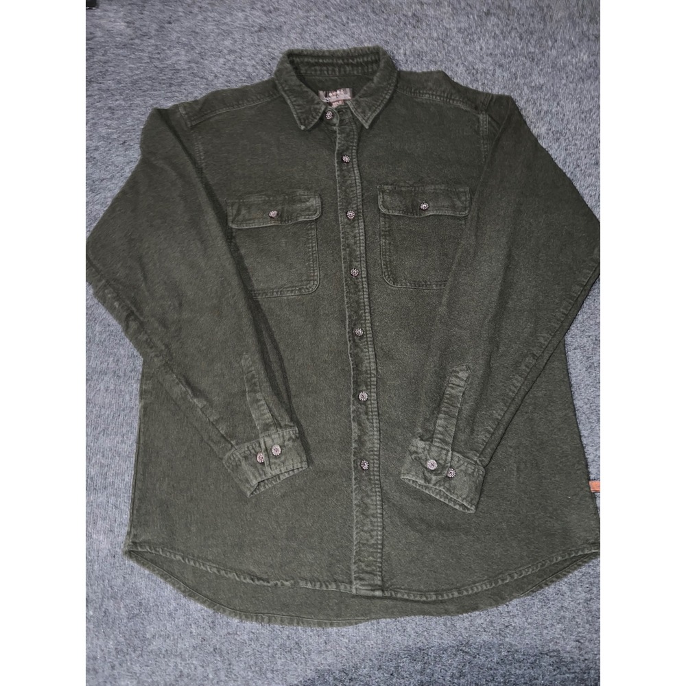 Moose Creek Mens 2XLT Flannel Shirt Olive Green Heavyweight Cotton Button Down